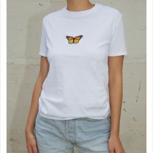 Brandy Melville embroidered butterfly T-shirt